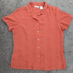 TOMMY Bahama pineapple print silk button down short sleeve shirt Large